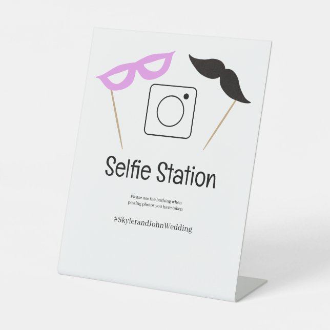 Selfie Station Table Top Photo Booth Pedestal Sign (Front)