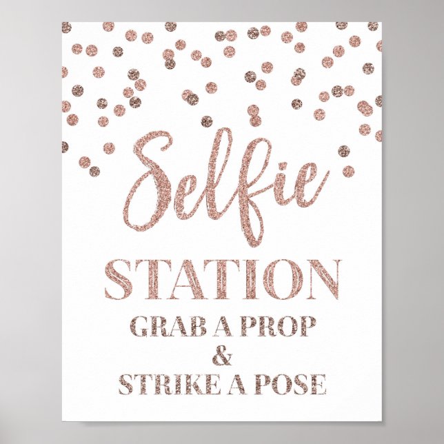 Selfie Station Wedding Sign Rose Gold (Front)