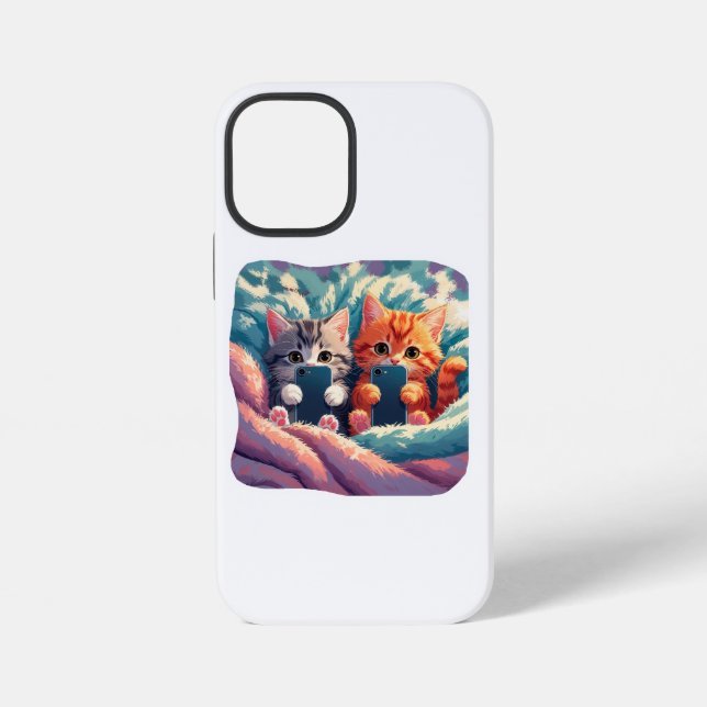 Selfie Time – Cute Kittens with Phones iPhone Case (Back)