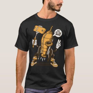 Selfie vintage retro rocket spaceship moon T-Shirt