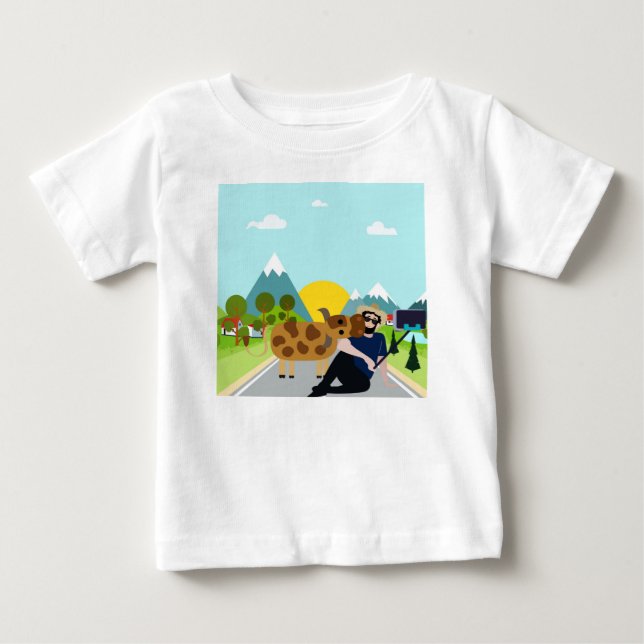 Selfie with a cow on the road baby T-Shirt (Front)