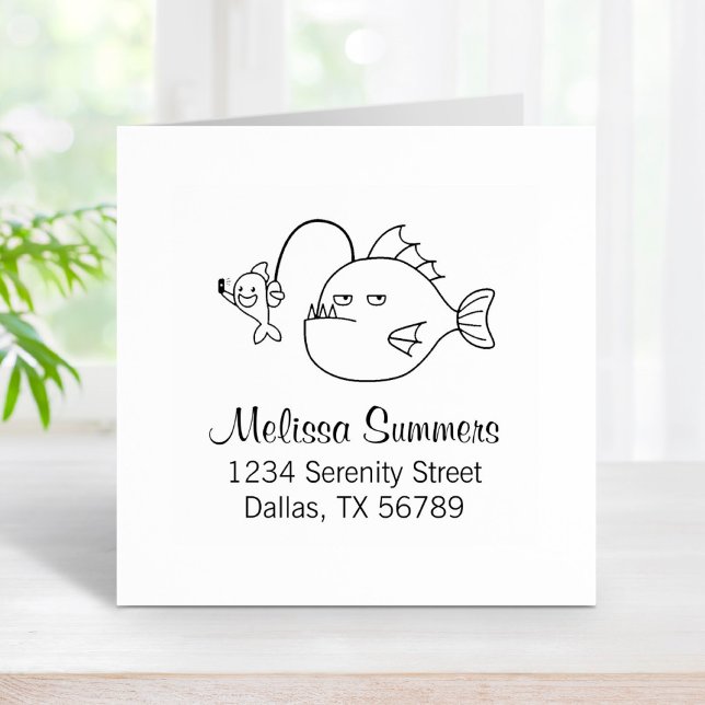 Selfie with Anglerfish Address Rubber Stamp (Creator Uploaded)