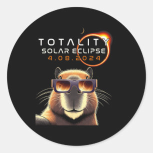 Selfie With Totality Eclipse Capybara Lover Classic Round Sticker