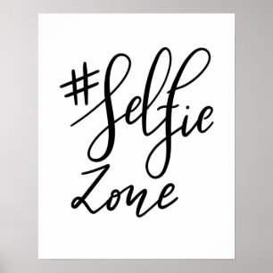 Selfie Zone Handwritten Script Modern Wedding Sign