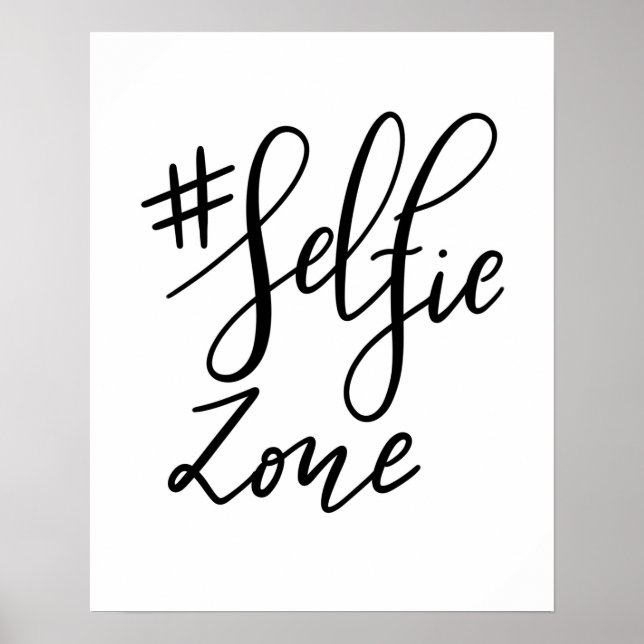 Selfie Zone Handwritten Script Modern Wedding Sign (Front)