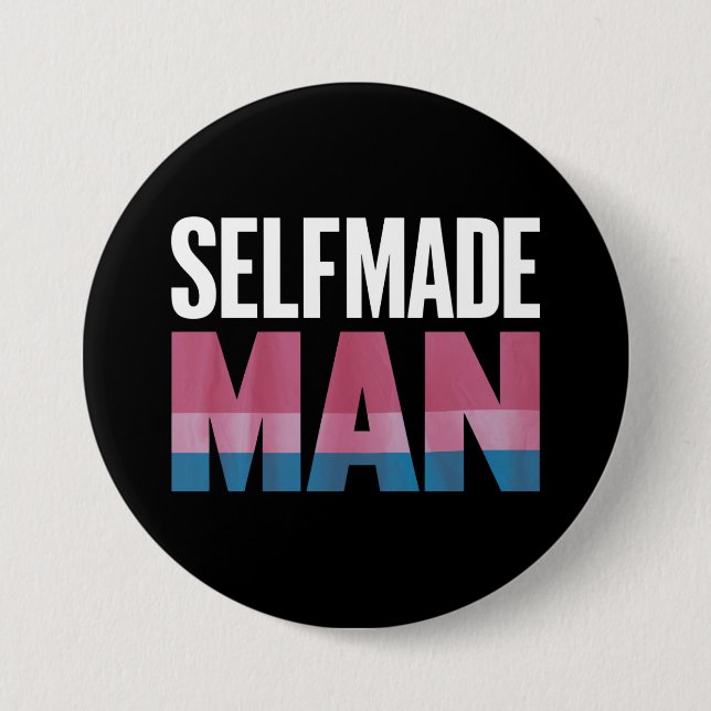 Selfmade Man Transgender Trans Pride Flag Transsex Button (Front)