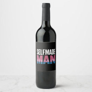 Selfmade Man Transgender Trans Pride Flag Transsex Wine Label