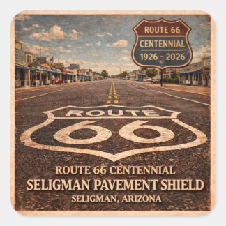 Seligman Arizona Route 66 Centennial Road Shield Square Sticker