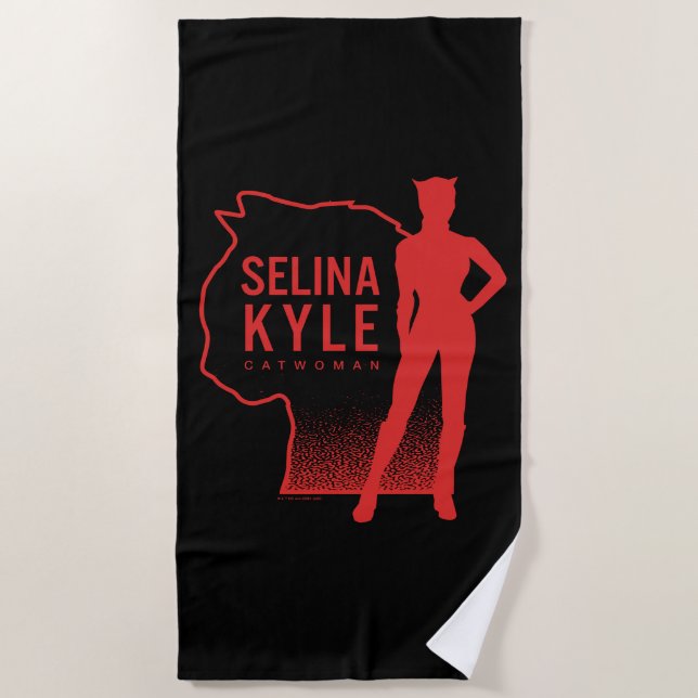 Selina Kyle Catwoman Outline Logo Beach Towel (Front)