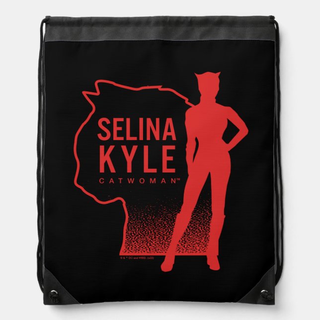 Selina Kyle Catwoman Outline Logo Drawstring Bag (Front)