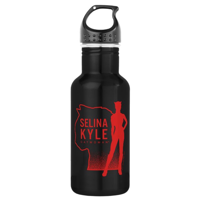 Selina Kyle Catwoman Outline Logo Stainless Steel Water Bottle (Front)