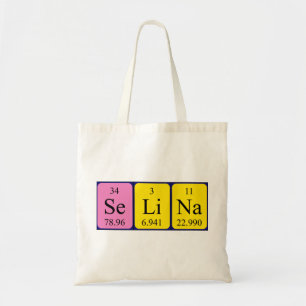 Selina periodic table name tote bag