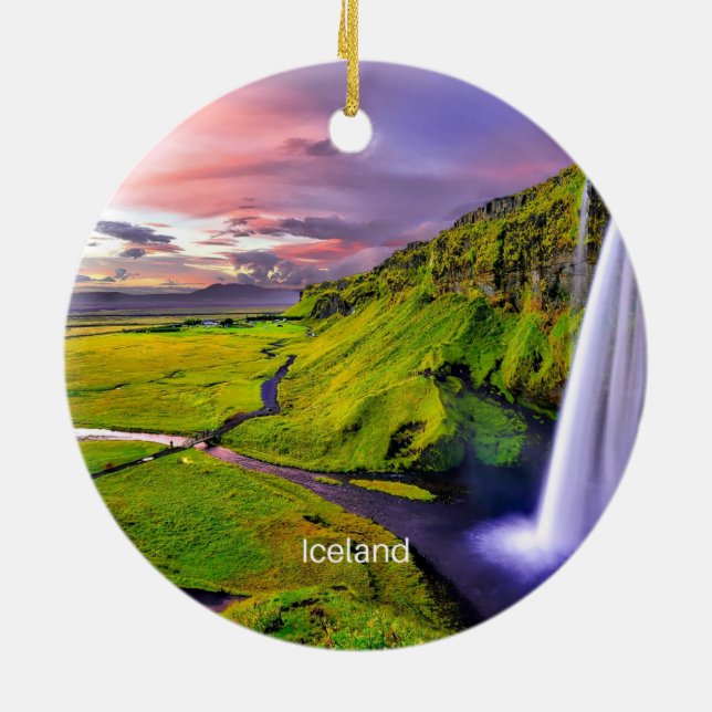 Seljalandfoss, Iceland Ceramic Ornament (Back)