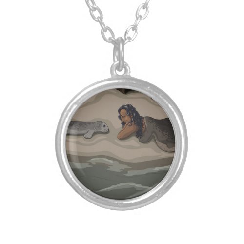 Selkie and Pup Silver Plated Necklace