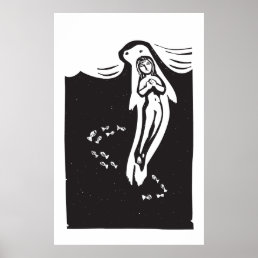 Selkie in the ocean poster