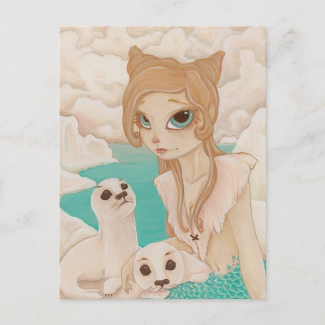 Selkie - Mermaid with Seals postcard (Front)