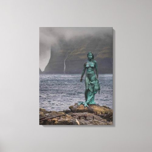 Selkie sealwoman statue canvas print