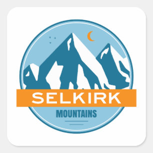 Selkirk Mountains British Columbia Stars Moon Square Sticker