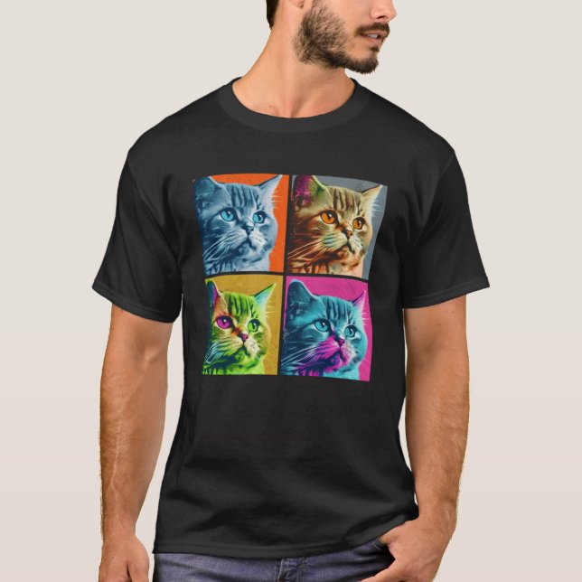Selkirk Rex Cat Pop Illustration Colorful Animal T-Shirt (Front)