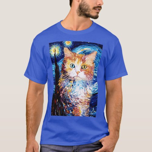 Selkirk Rex Cat Starry Night Painting Men Women Ki T_Shirt