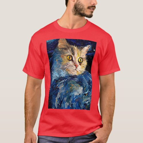 Selkirk Rex Cat Starry Night Painting Men Women Ki T_Shirt
