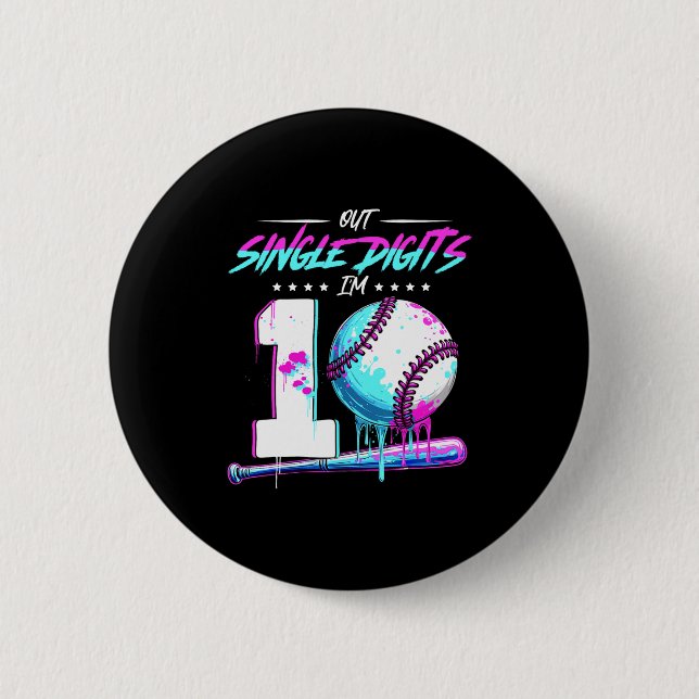 Sell 10 Years Old Birthday Double Digits 10 Birthd Button (Front)