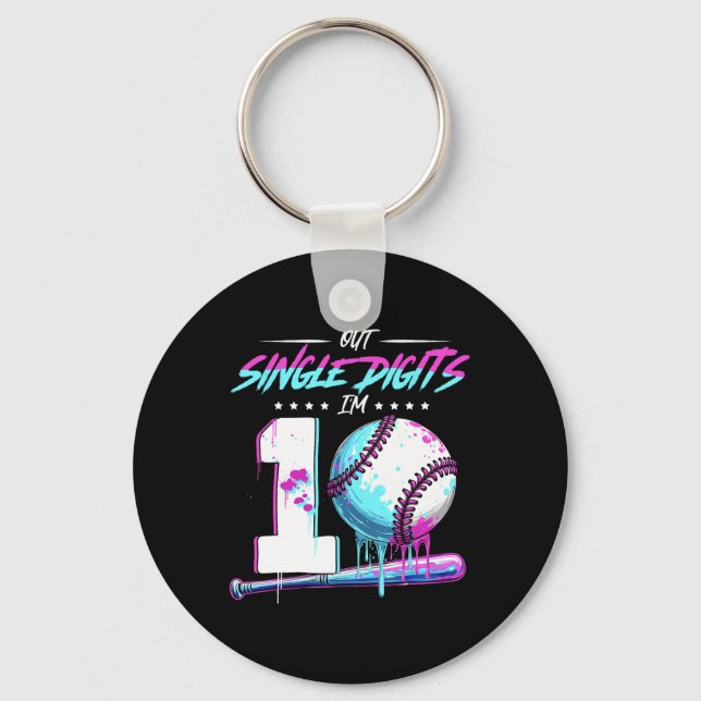 Sell 10 Years Old Birthday Double Digits 10 Birthd Keychain (Front)