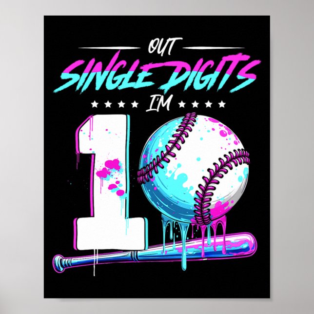 Sell 10 Years Old Birthday Double Digits 10 Birthd Poster (Front)