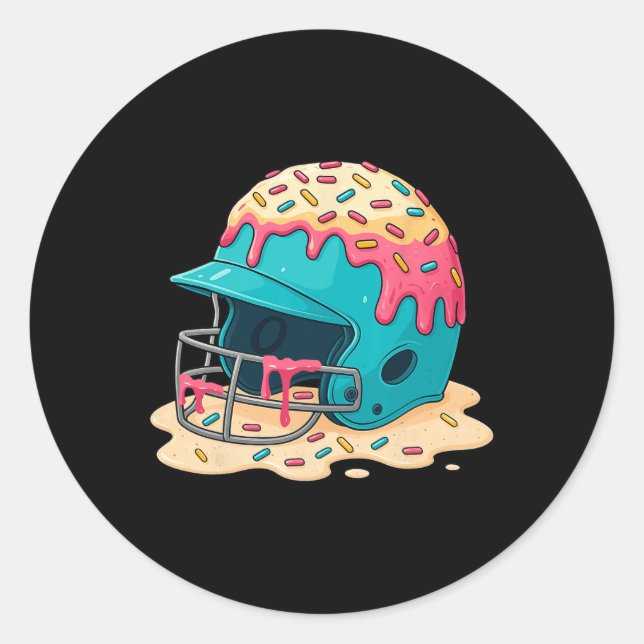 Sell Catcher Helmet With Face Mask Ice-cream Dripp Classic Round Sticker (Front)