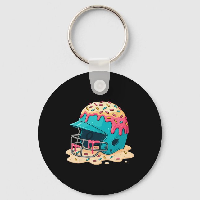 Sell Catcher Helmet With Face Mask Ice-cream Dripp Keychain (Front)