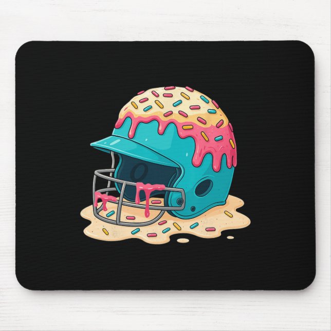 Sell Catcher Helmet With Face Mask Ice-cream Dripp Mouse Pad (Front)