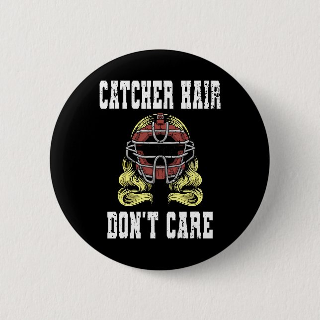 Sell Catcher Women Softll Catcher Hair Don't Care  Button (Front)
