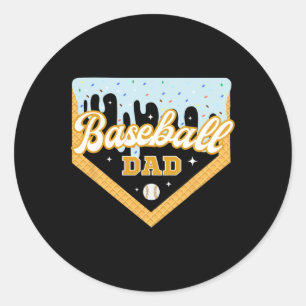 Sell Dad Home Plate Ice Cream Drip Father's Day Da Classic Round Sticker