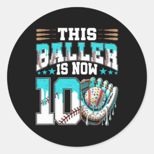 Sell Drip 10th Birthday Party Boy Sport Fan 10 Yea Classic Round Sticker