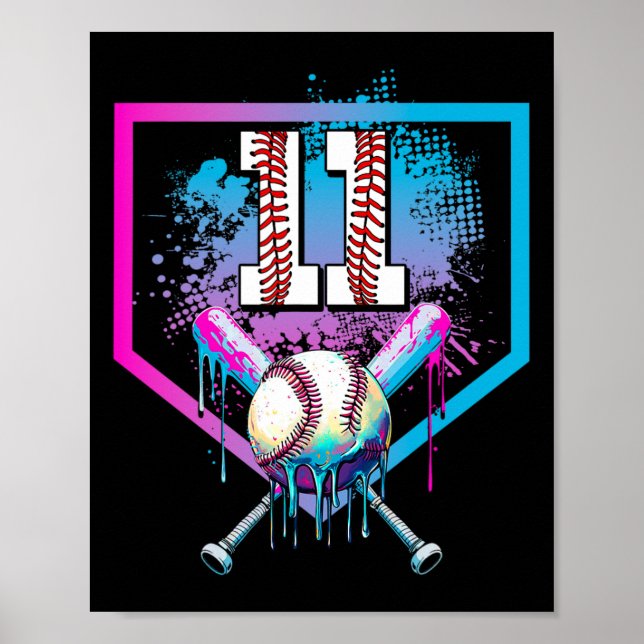 Sell Drip 11th Birthday Home Plate Boy Youth 11 Ye Poster (Front)