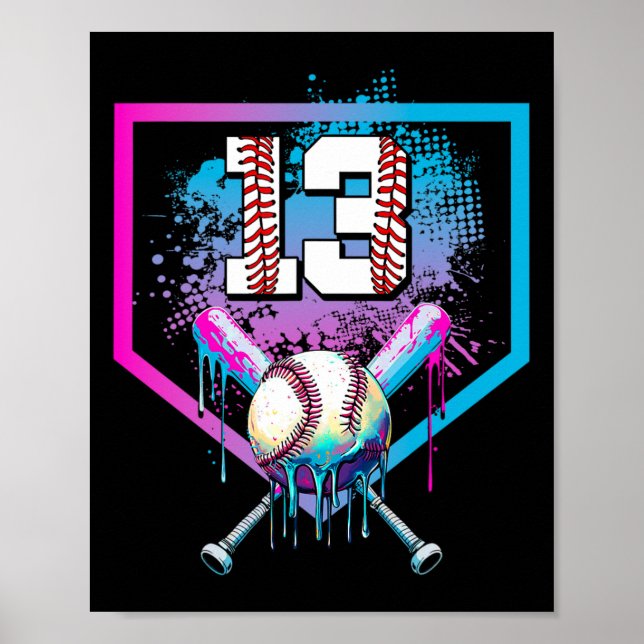 Sell Drip 13th Birthday Home Plate Boy Youth 13 Ye Poster (Front)