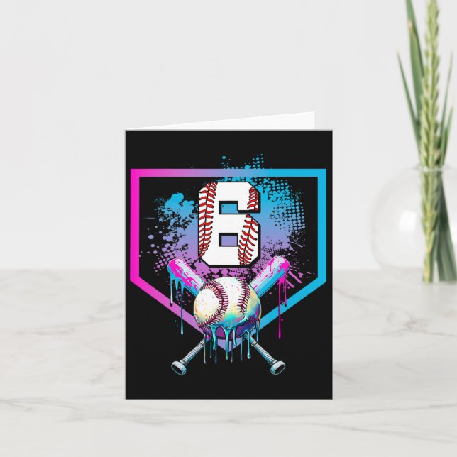 Sell Drip 6th Birthday Home Plate Boys Youth 6 Yea Card (Front)