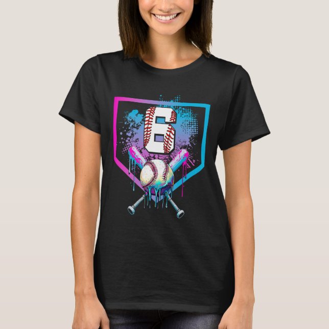Sell Drip 6th Birthday Home Plate Boys Youth 6 Yea T-Shirt (Front)