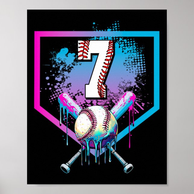 Sell Drip 7th Birthday Home Plate Boys Youth 7 Yea Poster (Front)