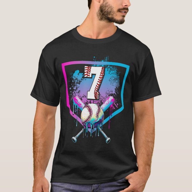 Sell Drip 7th Birthday Home Plate Boys Youth 7 Yea T-Shirt (Front)