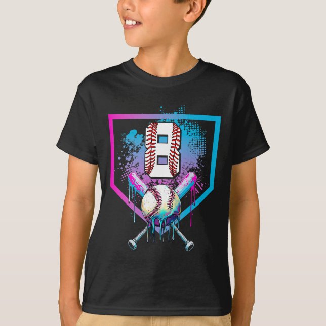 Sell Drip 8th Birthday Home Plate Boys Youth 8 Yea T-Shirt (Front)