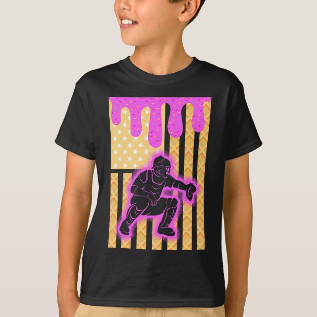 Sell Drip Boys Dripping Ice Cream Sell American Fl T-Shirt (Front)