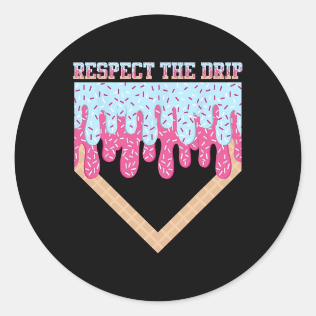 Sell Drip Boys Home Plate Ice Cream Sprinkles Spor Classic Round Sticker (Front)