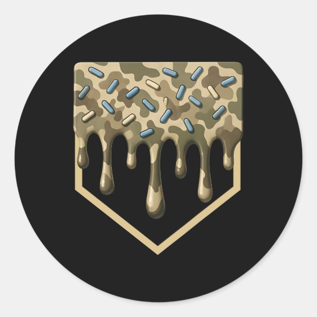 Sell Drip Camo Home Plate Boys Sports Cool Game Da Classic Round Sticker (Front)