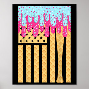 Sell Drip T Boys Dripping Ice Cream American Flag Poster