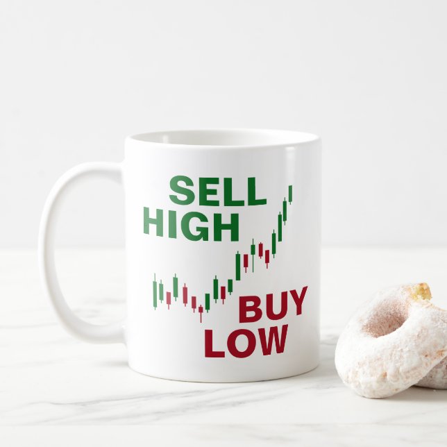 Sell High / Buy Low Stock Trader Coffee Mug (With Donut)