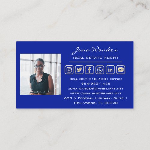 Sell House Social Media Logo Gold Photo Custom Business Card