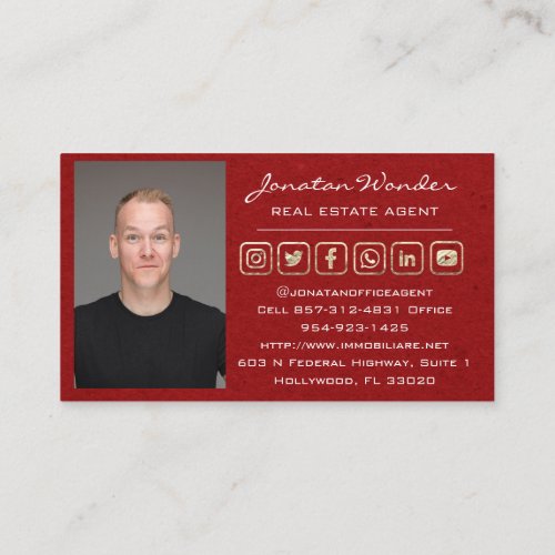 Sell House Social Media Logo Real Estate Agent Red Business Card