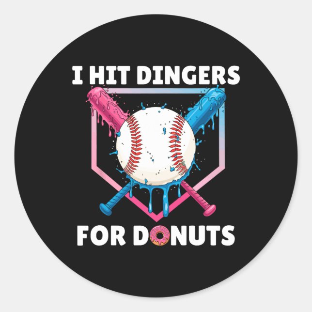 Sell I Hit Dingers For Donuts Funny Donuts And Din Classic Round Sticker (Front)