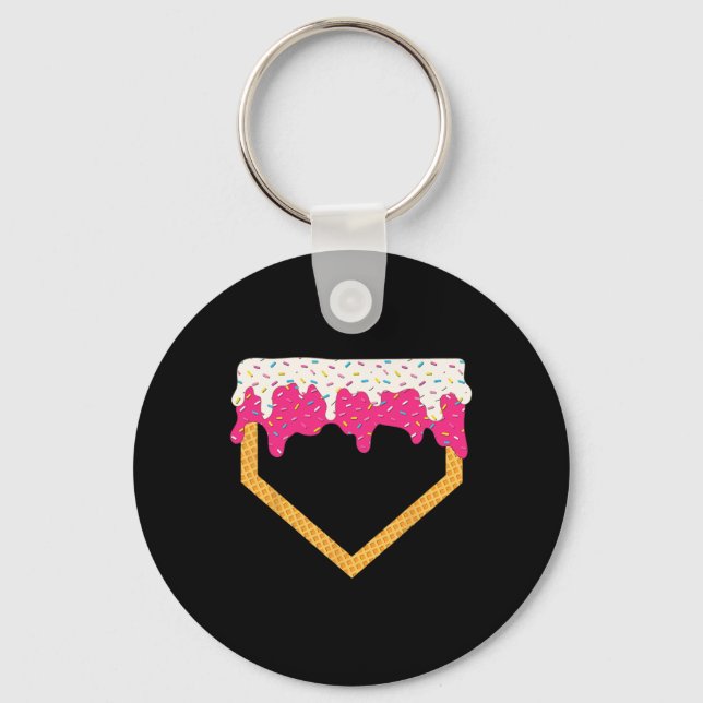 Sell Ice Cream Dripping Sell Home Plate Drip 6  Keychain (Front)